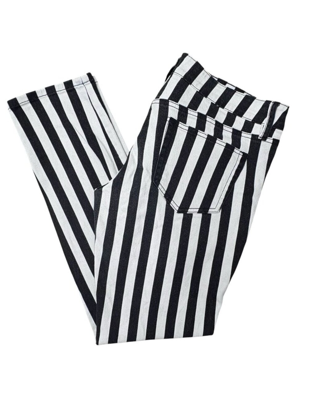 Hop Topic Black & White Striped Denim Skinny Jeans Men’s 32x33 Goth EMO SKA Jack